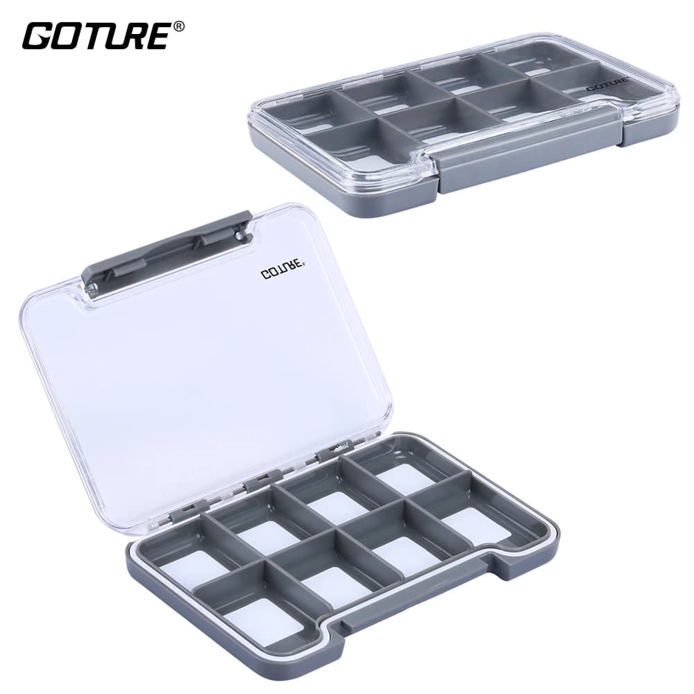 Goture Magnetic Fishing Equipment Box Esche Box High Strength ABS Waterproof 8 Components Transparent Lid Fly Fishing Box