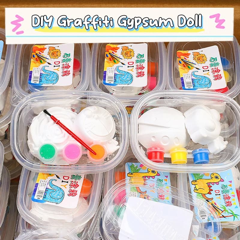 【BA】Giocattolo Fai-da-Te per Dipingere Bambole in Gesso, Giocattolo Educativo per Colorare Cartoni Animati in Gesso, Regalo di Compleanno