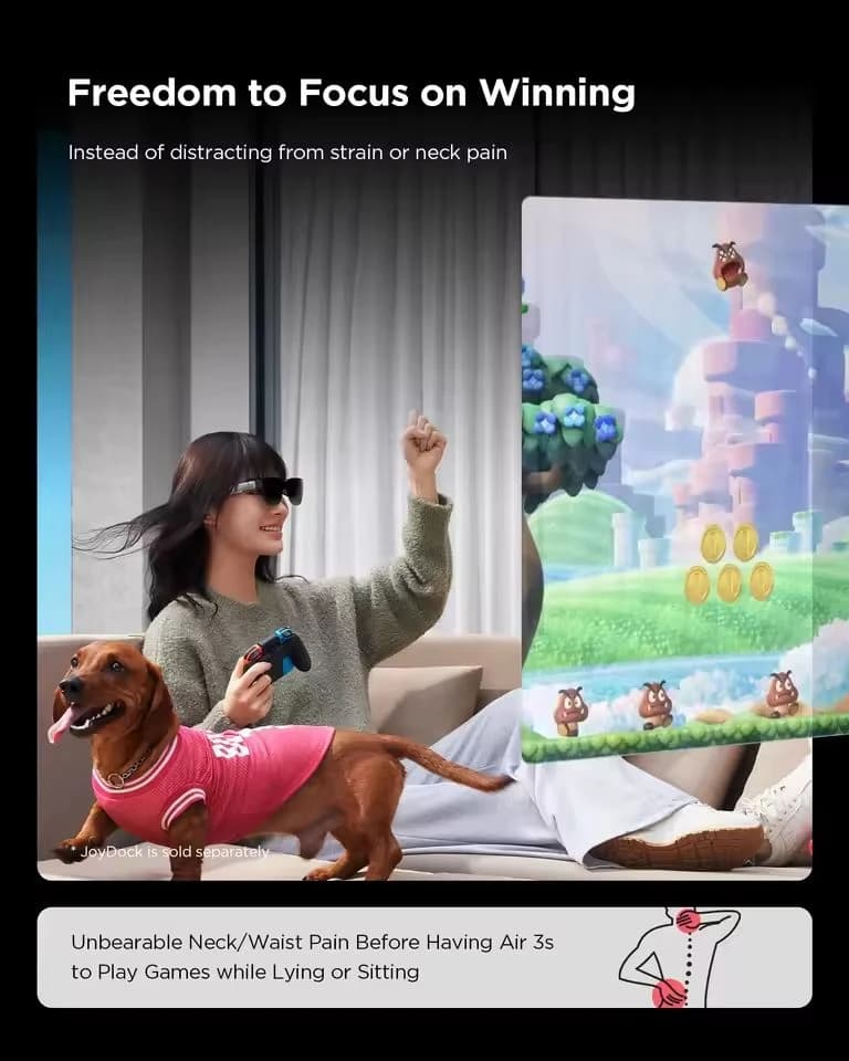 Occhiali AR Intelligenti TCL RayNeo Air 3S, Schermo Micro OLED da 201 Pollici, Cinema Privato 3D HD, TV Tascabile per Telefoni Cellulari, Computer e Console di Gioco