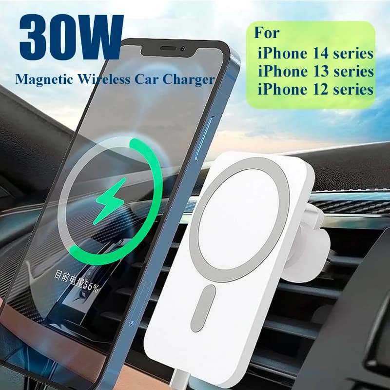 Magnetic Phone Holder for Wireless Charger for iPhone 14 13 Pro Max 12 Phone Accessories 30 W Quick Charging Induction Adapter