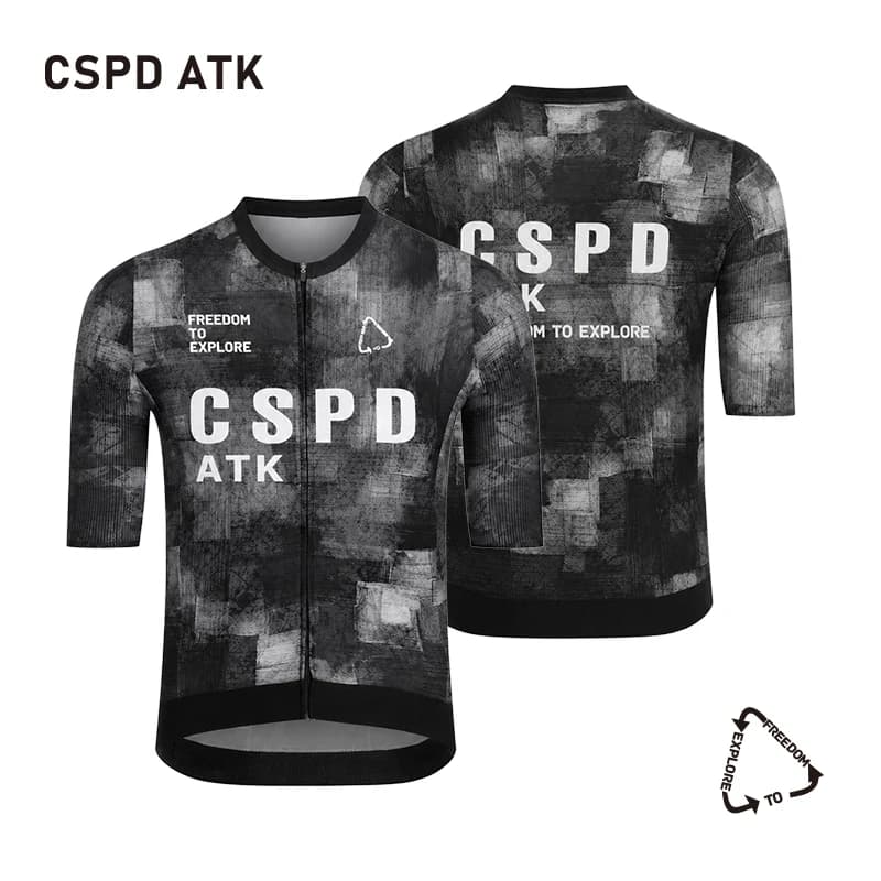 CSPD ATK Men's Camouflage Bicycle Sports Shirt UPF50 Sunscreen Cycling Short Sleeve Top Energy Belt Ultra Thin Cycling Jersey
