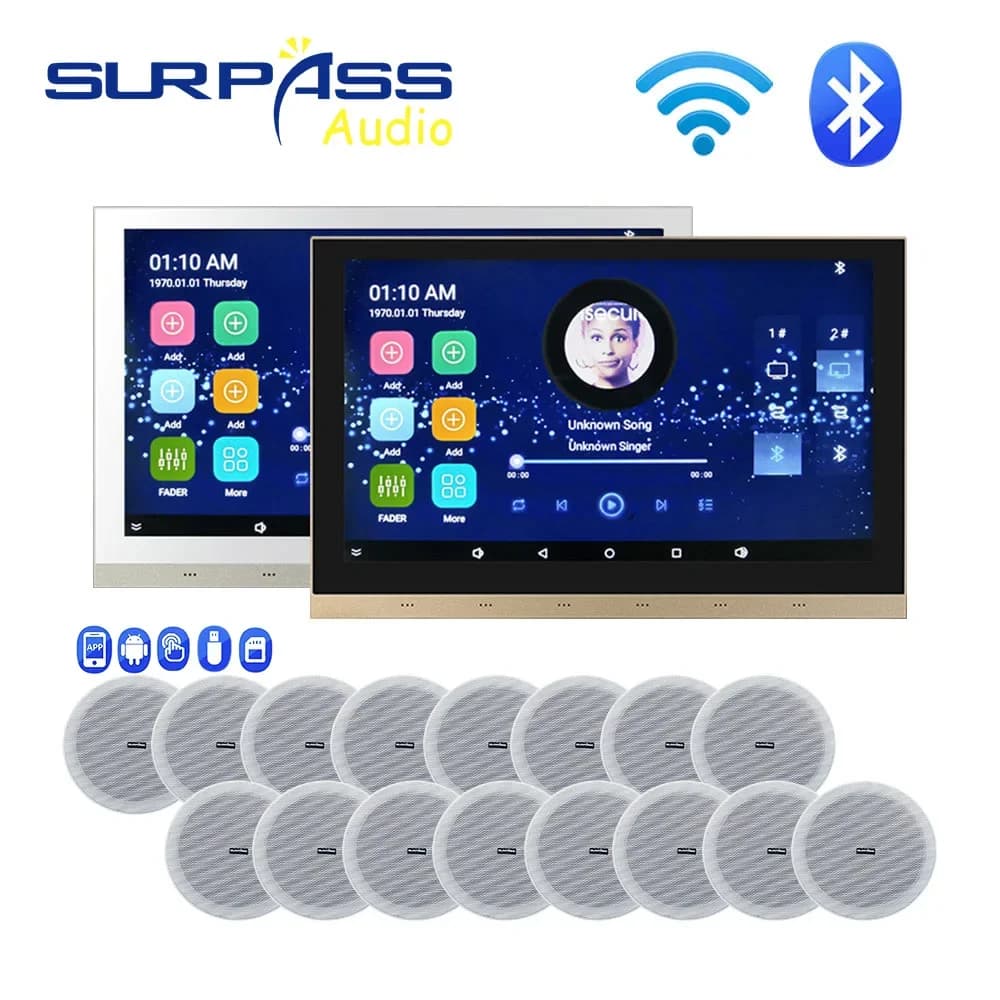 WiFi Bluetooth Suono Stereo Amplificatore da parete Android Audio Touch Screen Smart Home Musica di sottofondo PA Altoparlante da soffitto Controllo app
