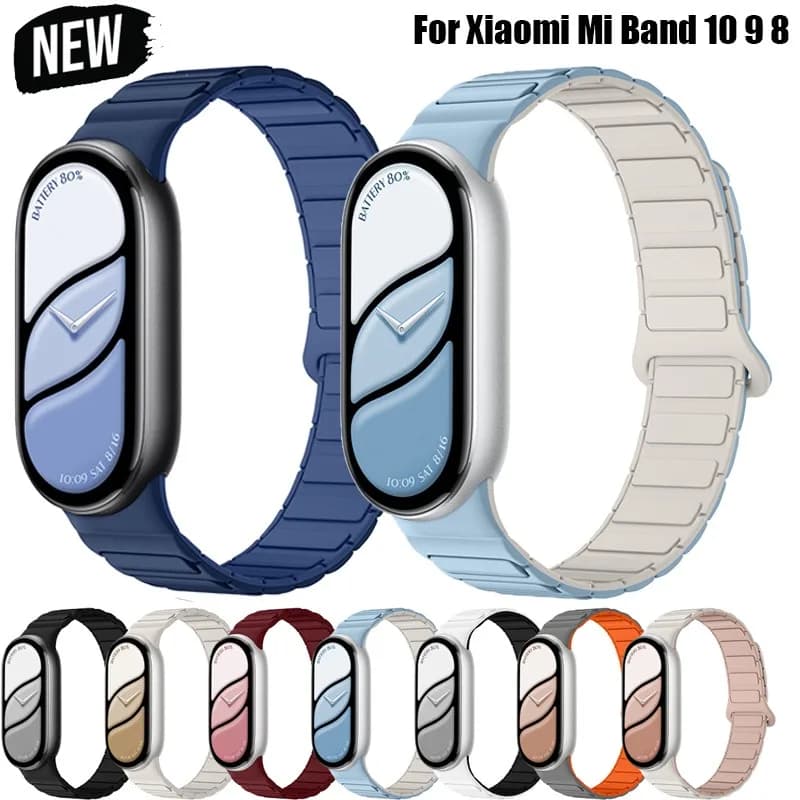 NEW Magnetic Sport Strap for Xiaomi Watch 10/9/8 Two Tone Silicone Band for Miband 10 NFC Smartwatch Replacement Bracelet