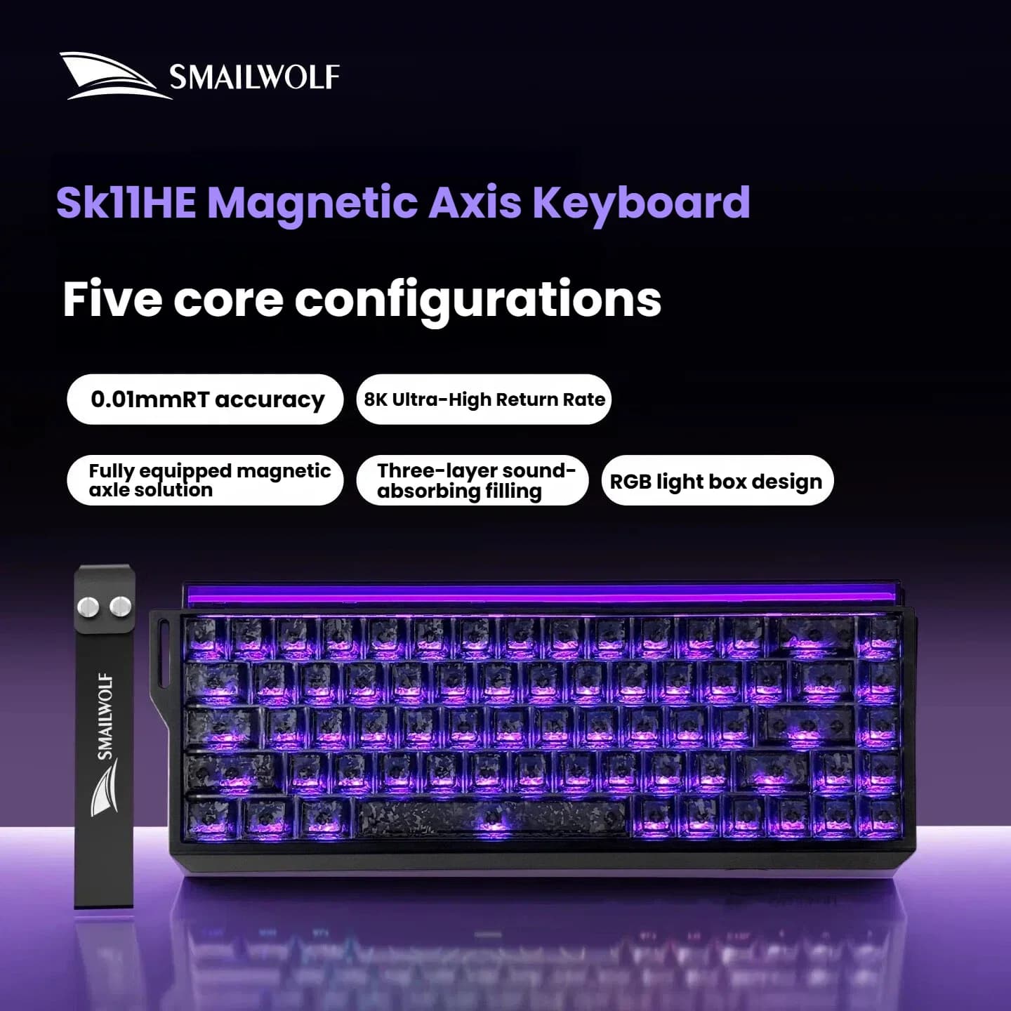 SMAILWOLF SK11 68HE Magnetic Switch Mechanical Keyboard, 68% Layout, Gaming & Esports, Rapid Trigger, 0.01mm, 8K, Wired