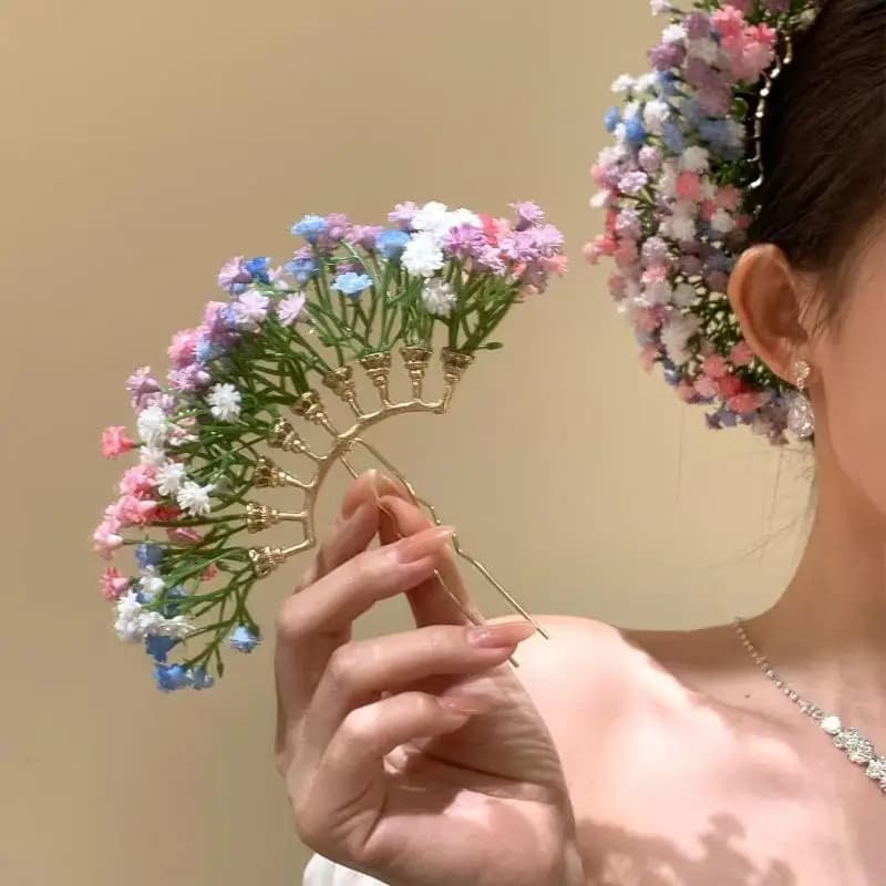 Artificial Flower Bridal Wedding Hairpin U Shaped Hair Sticks Women Headwear Party Festival Hair Accessories