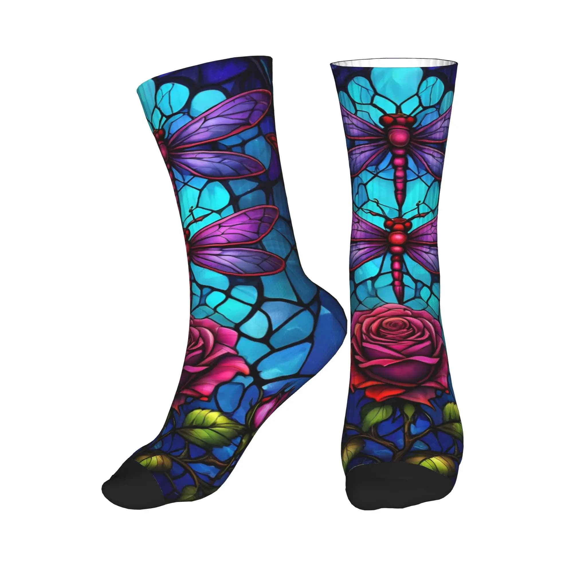 Calzini Dragonflies Roses Dress Socks da uomo e da donna, calzini caldi e alla moda
