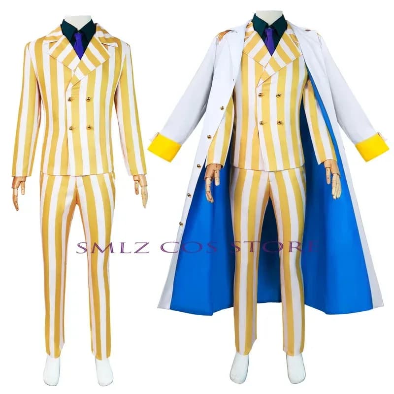 Anime Borsalino Costume Cosplay Ammiraglio Kizaru Mantello e abito uniforme Halloween Navy Costumi di performance generale;4.f'7;j,3'