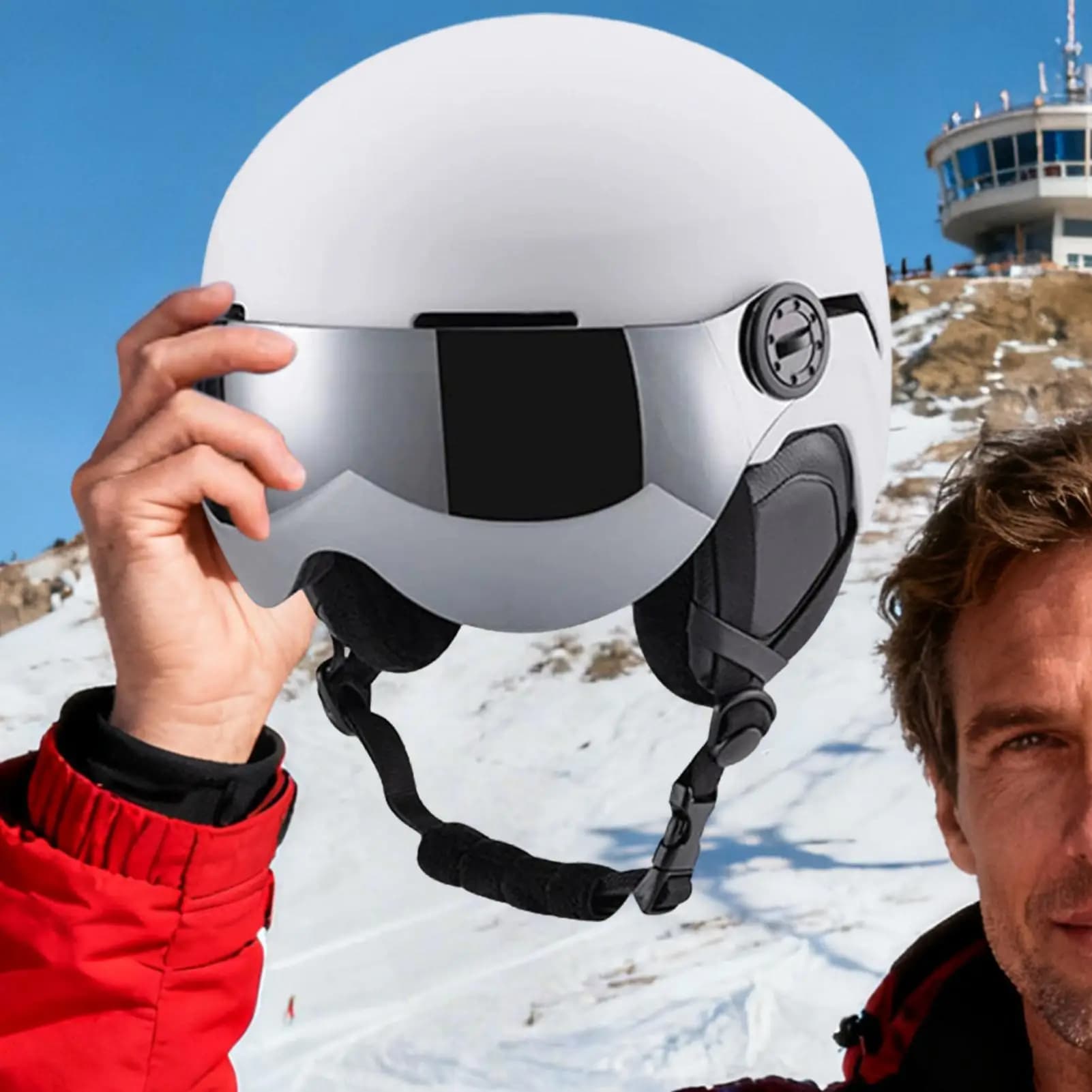 Casco da sci Cappello antiurto con occhiali Casco da neve per climi freddi con vetro per uomini Donne Giovani Adulti Sciatori Snowboardisti