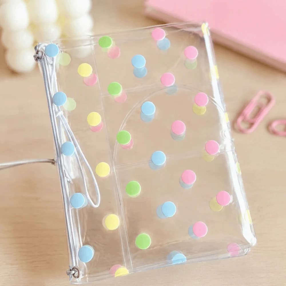 Polka Dot Print Transparent Passport Cover Durable Elastic Band Design Clear Passport Holder Cover Lightweight Waterproof