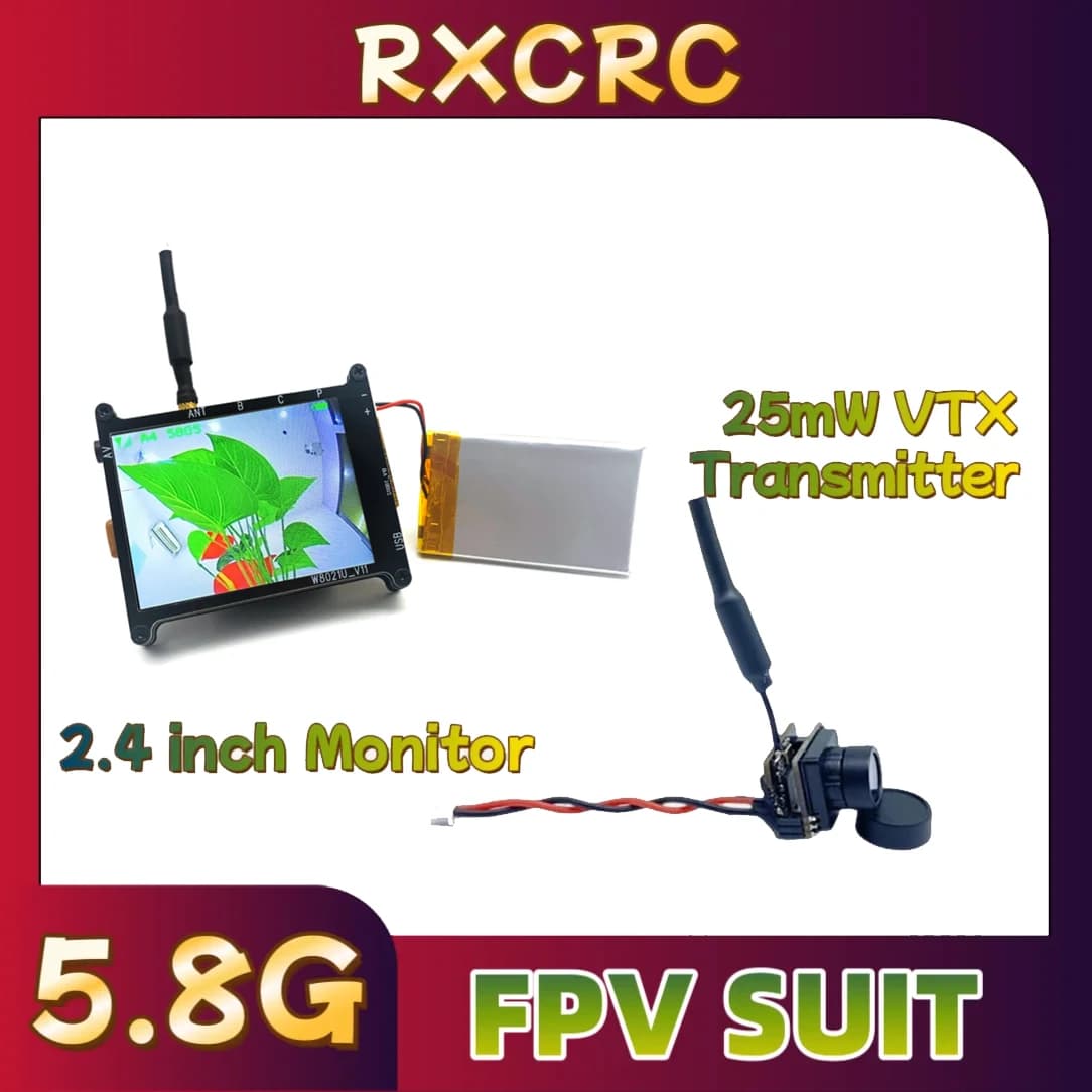 VTX RXCRC 5.8G 701U 25 mW MINI 2.4 inch FPV monitor. For FPV drones fixed wing air remote controlled vehicles, etc.