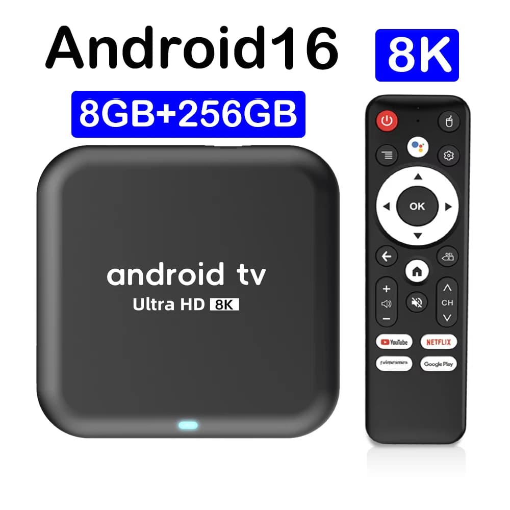 Box TV Smart Ultra Veloce RK3518 Android 16 con Assistente Google, 8GB/128GB/256GB, Lettore Multimediale in Streaming, Video 8K, BT6.0, Wifi6, Set-Top Box