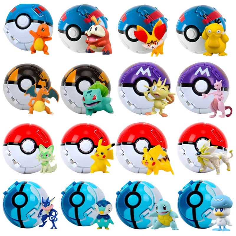 Pokemon Elf Ball Figura Pikachu Charizard Blastoise Mewtwo Pocket Monster Variante Pokeball Deformazione Giocattoli Action Model Gift