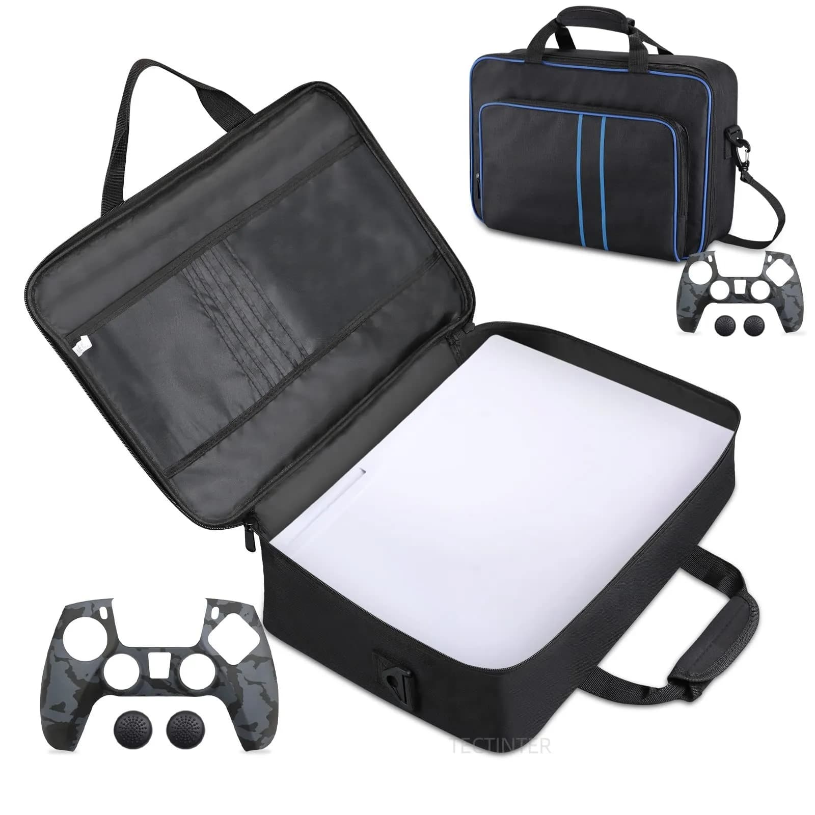 Borsa da Viaggio per Accessori PS5, Custodia Protettiva a Tracolla Grande in Tela per Console PlayStation 5