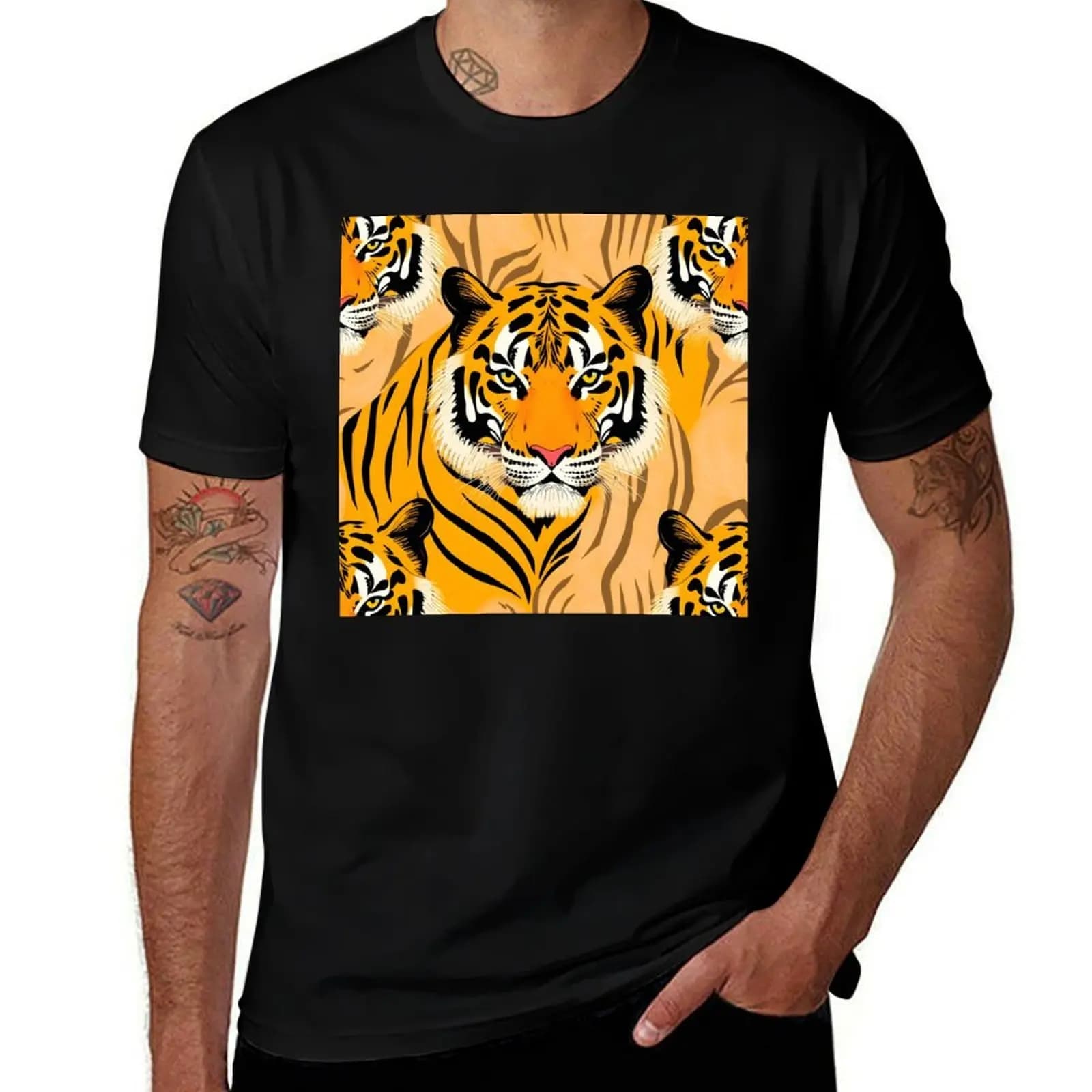 Tiger pattern - Kids T-Shirt boys whites tshirts personalised anime tshirt customizeds T-shirt men
