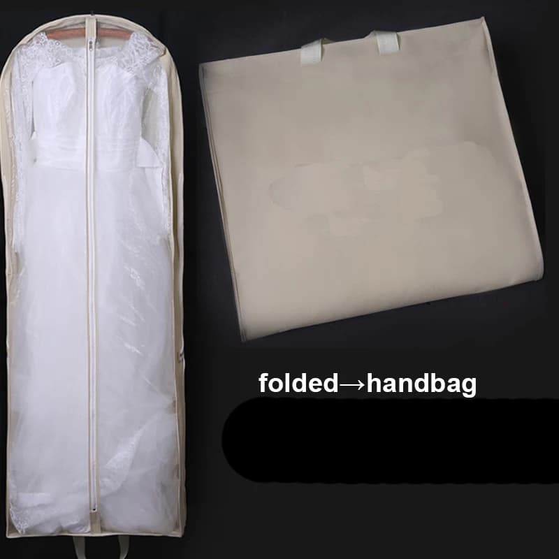 Tessuto non tessuto addensato Abito da sposa lungo Abito da sposa Copertura antipolvere Borsa per indumenti Abito lungo Borsa di stoccaggio a doppio uso 160 cm/180 cm