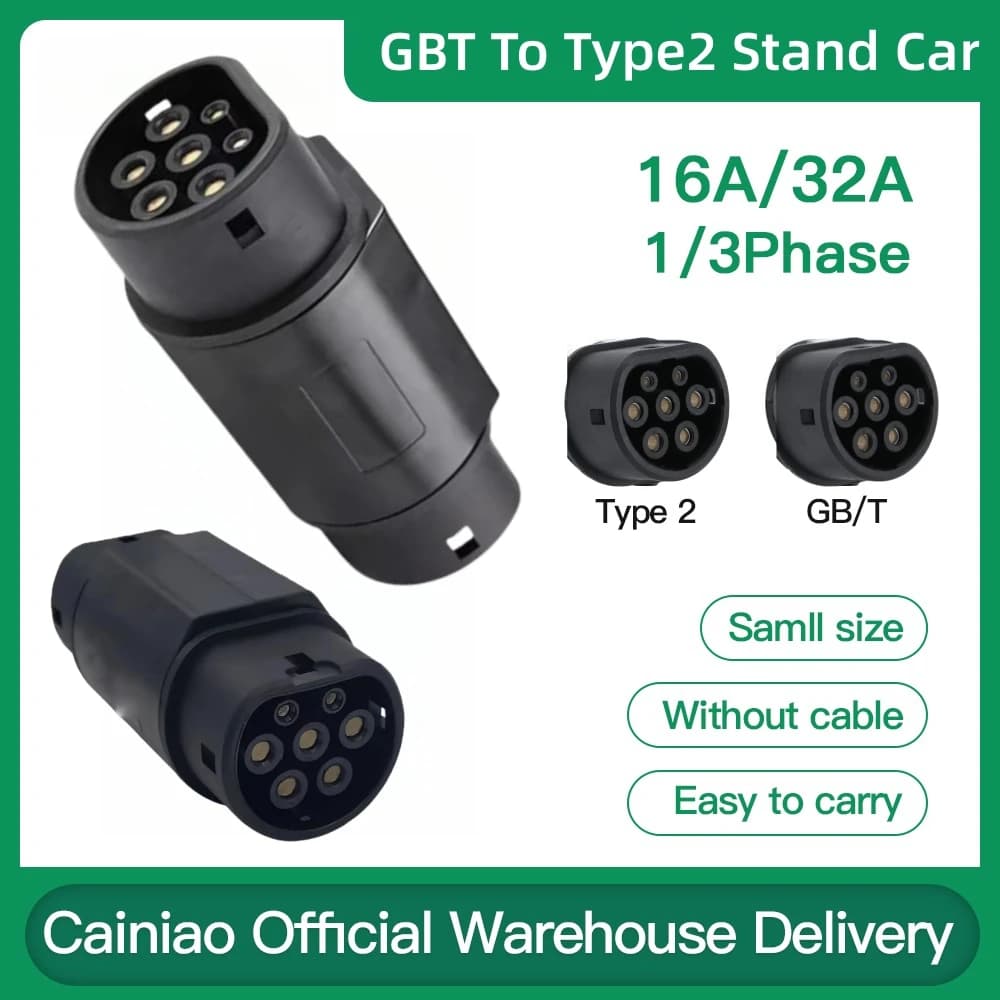 Adattatore convertitore per caricabatterie EV Standard da GB a IEC 62196 Type2 16A 32A per ricarica EVSE adattatore per caricabatterie da GBT a tipo 2 EV