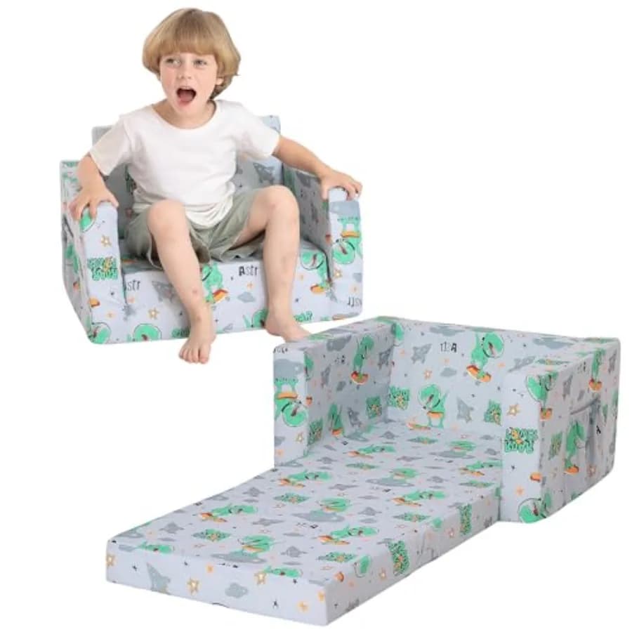 Divano per Bambini 2-in-1, Divano Letto Pieghevole Convertibile per Bambine e Bambini con Rivestimento Rimovibile e Doppio Uso