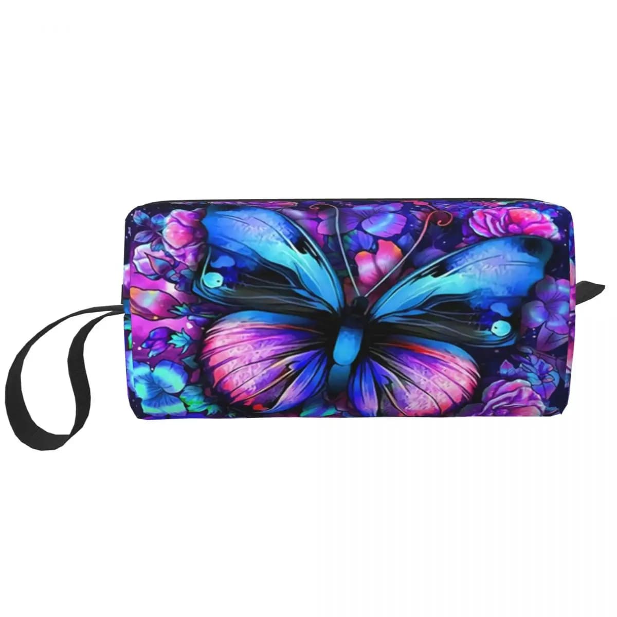 Borsa cosmetica da viaggio personalizzata con farfalla per donna, organizer per trucco da toilette, kit Dopp per riporre bellezza da donna