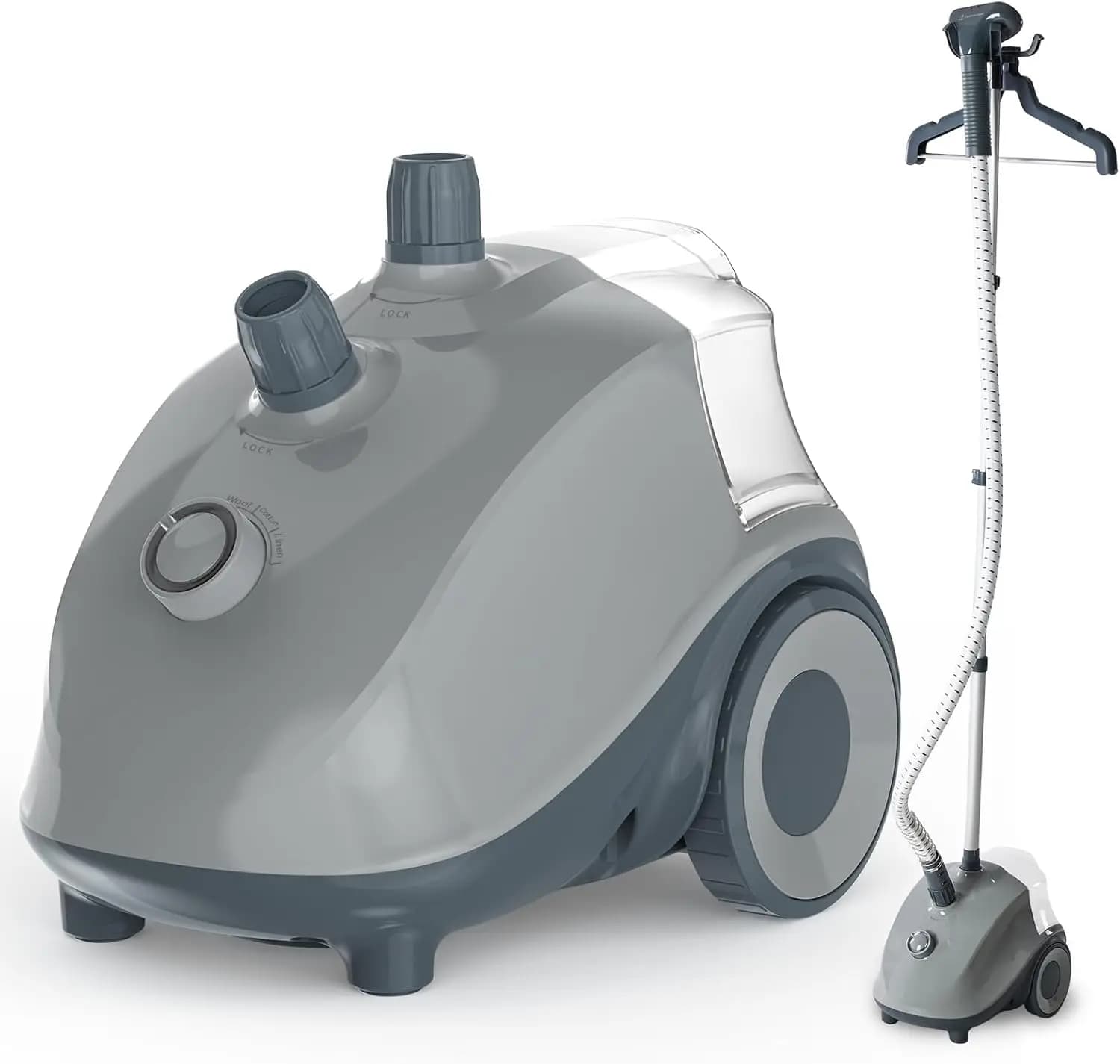 Vaporizzatore per Vestiti da 1500W, Serbatoio da 1,7L, 55 Minuti di Vapore Continuo con Ruote, Riscaldamento Rapido, Rimuovi Pieghe