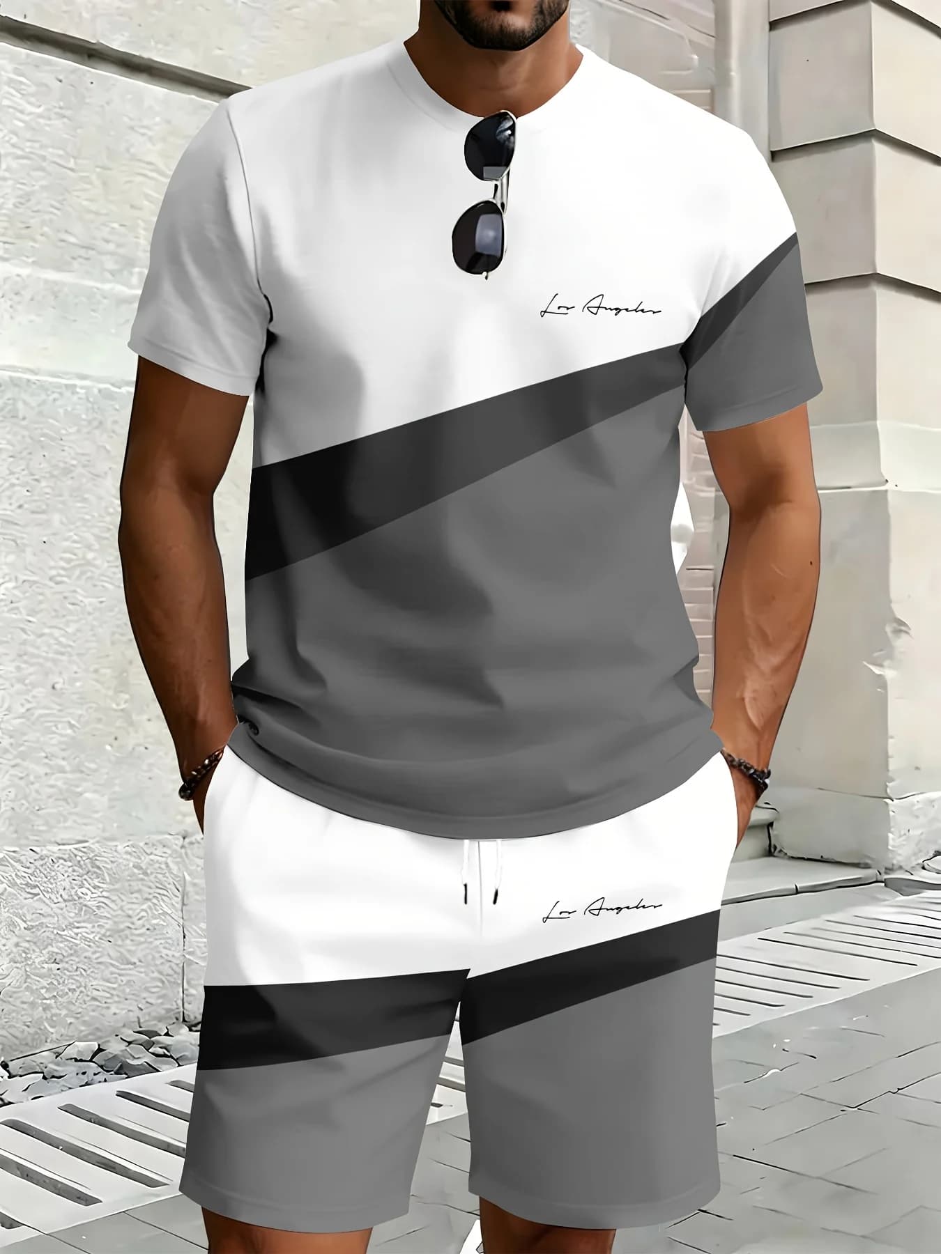 2026 US Men's T-shirt Set - Outdoor Sports Casual Fashionable Comfortable Soft Breathable 3D Letter Pattern Printing