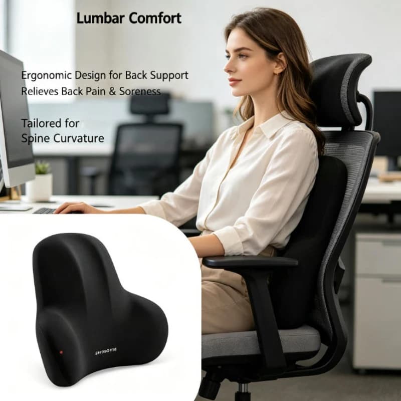 Cuscino Lombare in Memory Foam, Supporto Ergonomico per la Schiena, per Auto, Ufficio, Sedie da Gaming, Multifunzionale per Alleviare il Dolore