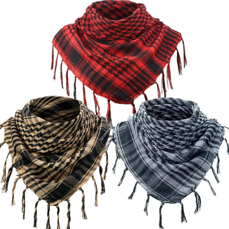 Set di 3 Sciarpe Shemagh per Uomo, Sciarpa Keffiyeh Araba Unisex, Turbante a Quadri con Nappe per Uomini e Donne, per l'Inverno e l'Uso all'Aperto