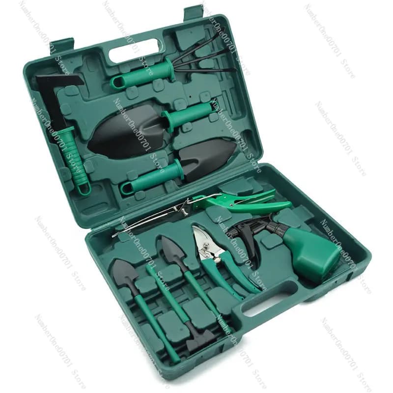 Set of 10 Gardening Tools, Garden Kit with Pala, Rake, Zappa, Cesoie and Annaffiatoio, Gardening Accessories