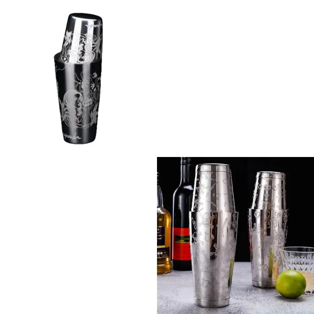 581C Professional 304 Stainless Steel Engraving Cocktail Shaker Large Capacity Drink Mixer with Ergonomic Grip Mixing Tool