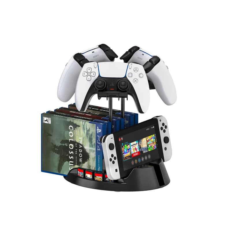 Supporto per Controller di Gioco a 1 Livello e Porta Cuffie, Supporto per Cuffie, Appendiabiti per Controller di Gioco per Console PS5/PS4/PS3/Steam/Switch