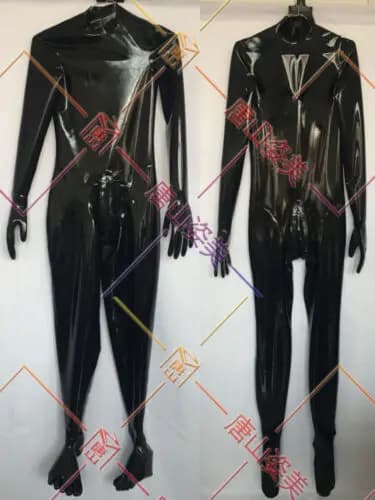 Catsuit in lattice da uomo nero con guanti per le dita dei piedi con zip nascosta a due fodere realizzate su misura