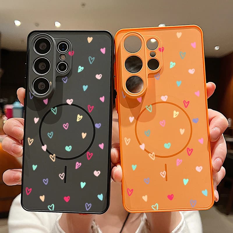Colorful Heart Magnetic Cover for Samsung Galaxy S26 S25 S24 S23 Ultra S25 S24 FE A57 A37 A17 A56 A36 A16 in TPU PC