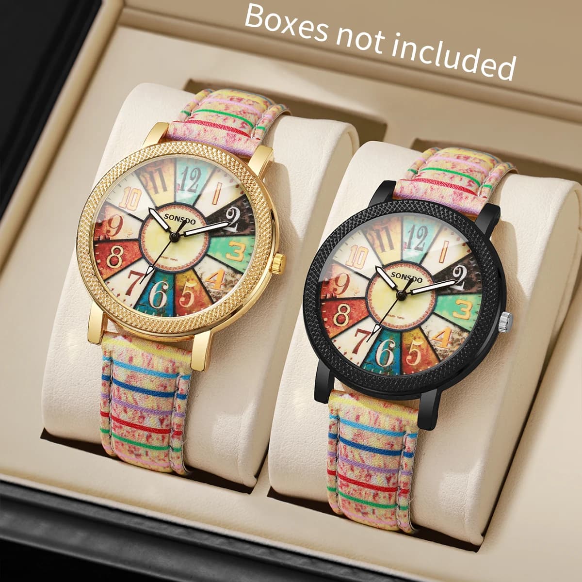 1/2 Piece Quartz Wrist Watch With Leather Strap Fashion Women's Vintage Arabic Dial Women's Watch Reloj Mujer (No Box)