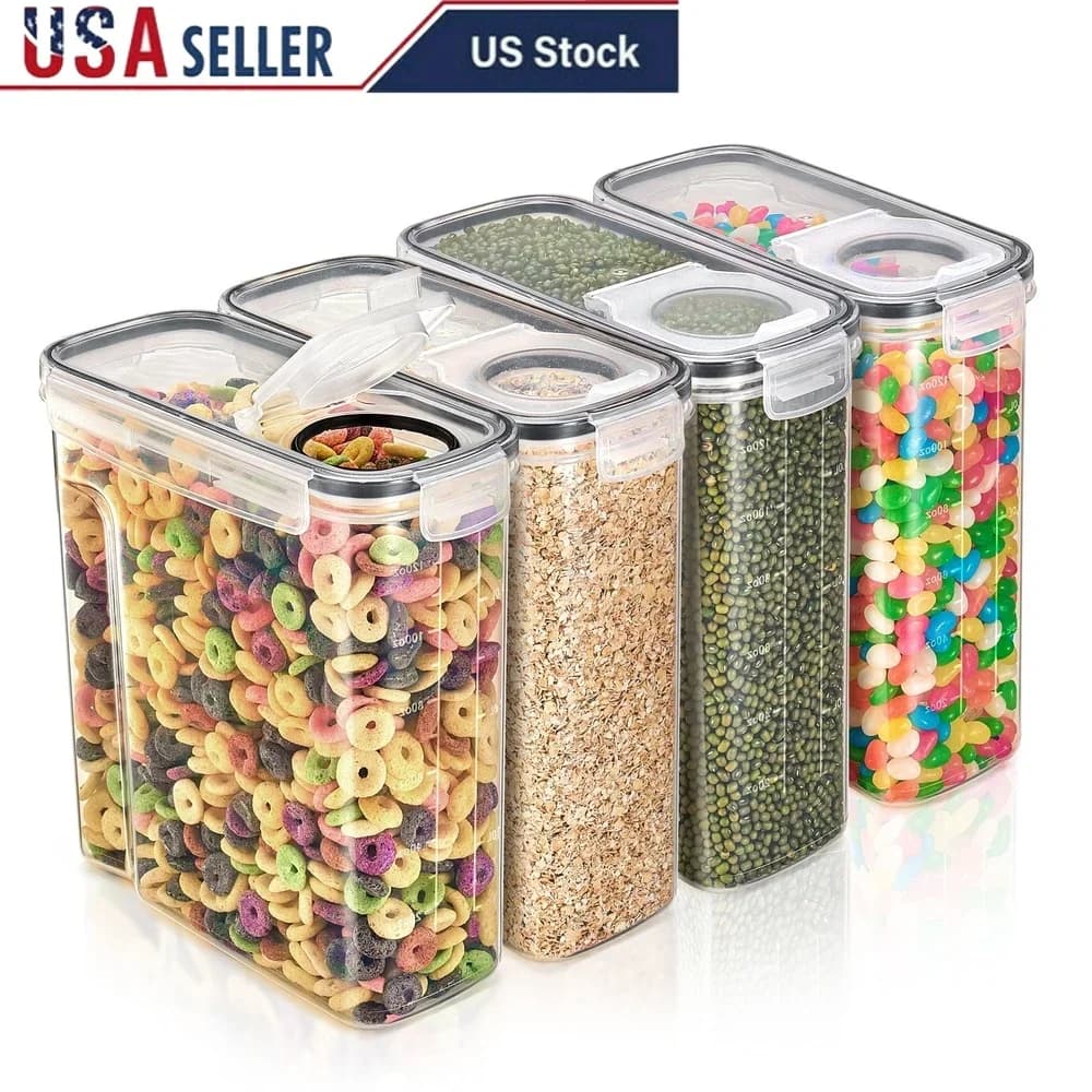 Dispenser di cereali in plastica trasparente Contenitori ermetici per alimenti con beccuccio versatore Organizzazione dispensa cucina 17 tazze