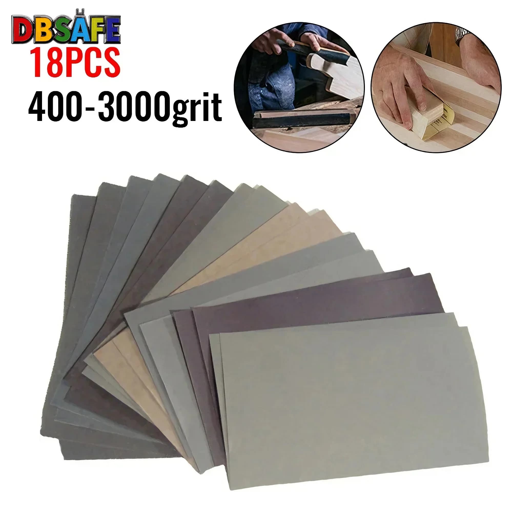 18 pieces of abrasive sandpaper for polishing 400,600,800,1000,1200,1500,2000,2500,3000 grain sandpaper wet and dry abrasive paper