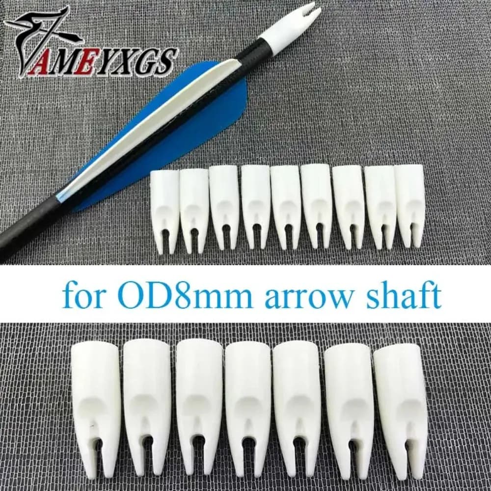 50Pcs Plastic Arrow Nocks for OD 8mm Wood Bamboo Glass Fiber Carbon Arrows Shaft DIY Targeting Practice Shooting Hunting