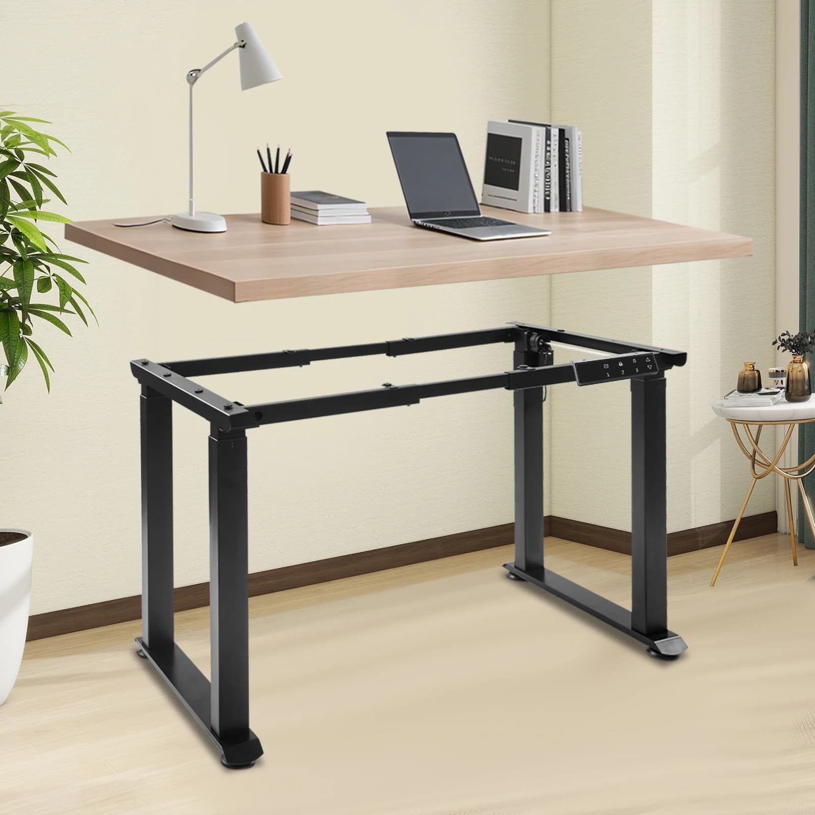 Telaio per Scrivania Regolabile in Altezza 58W DC 24V 4A a 4 Gambe con Doppio Motore in Rame Puro, Controller e Adattatore di Alimentazione