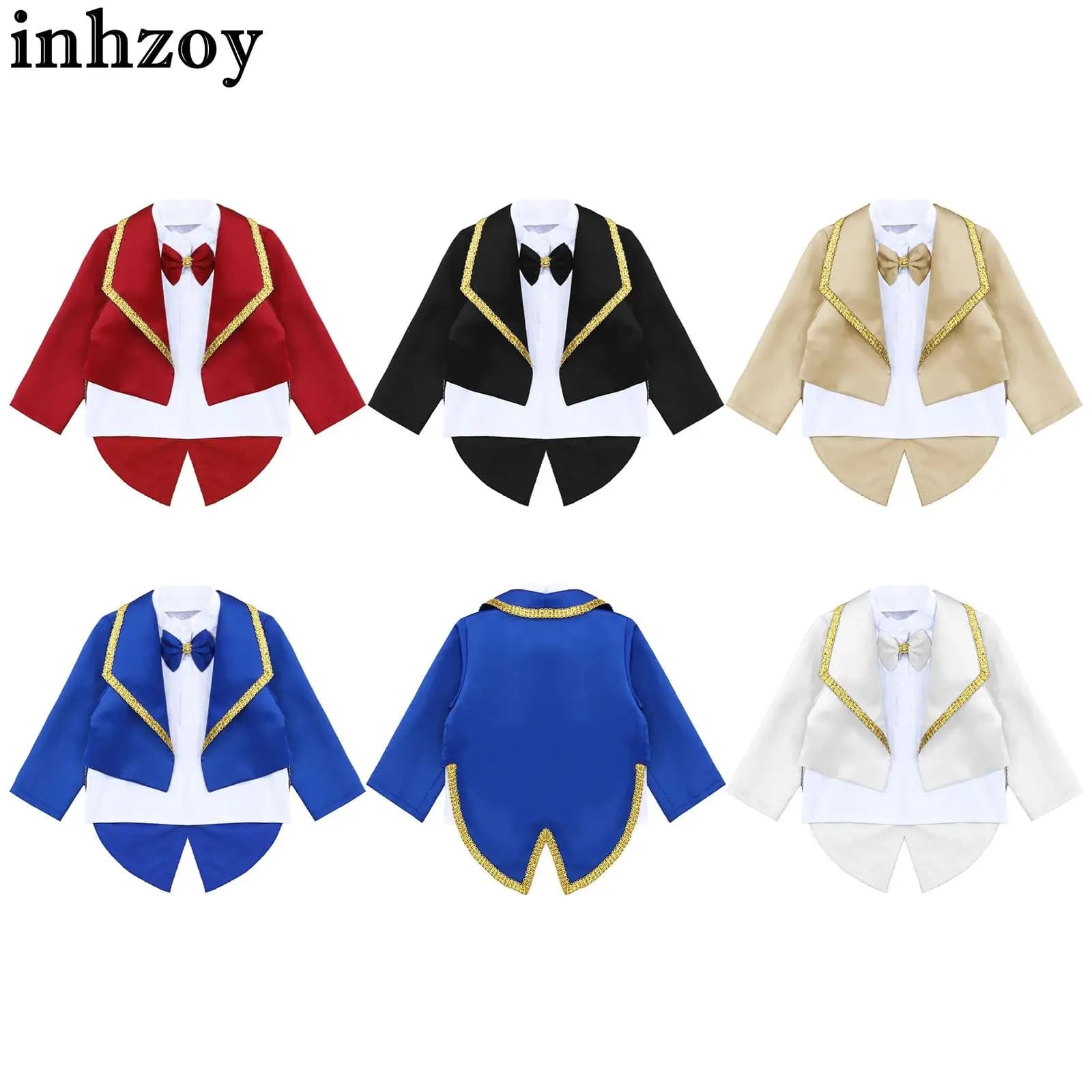 Neonati maschi Battesimo Matrimonio Signori Blazer Manica lunga Papillon Falso in due pezzi Smoking Natale Halloween Costume cosplay