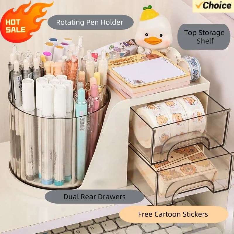 NEWDesktop Scatola portaoggetti per cosmetici Organizzatore Cassetto Portaoggetti per ufficio Cancelleria Portapenne da scrivania Organizzatore per cassetti CuteKawai