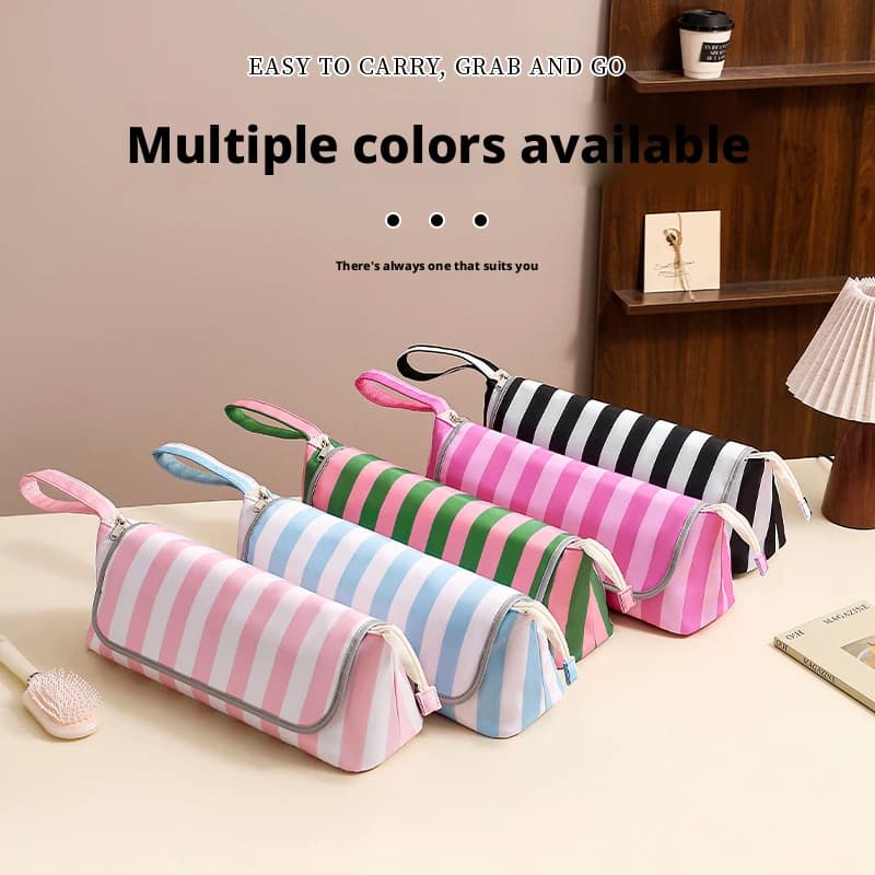 Striped Heat‑Resistant Curling Iron Storage Bag Portable Travel Pouch Protective Organizer For Hot Hair Styling Tools Carry Case