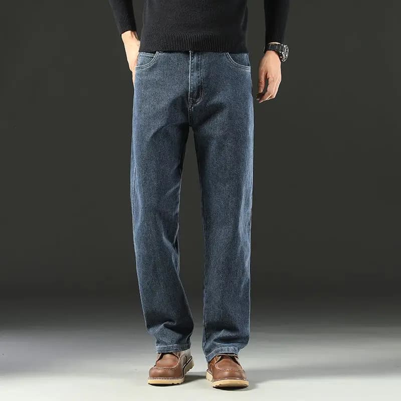 Jeans larghi da uomo primaverili e autunnali Pantaloni casual in denim da lavoro a gamba larga elasticizzati dritti e comodi