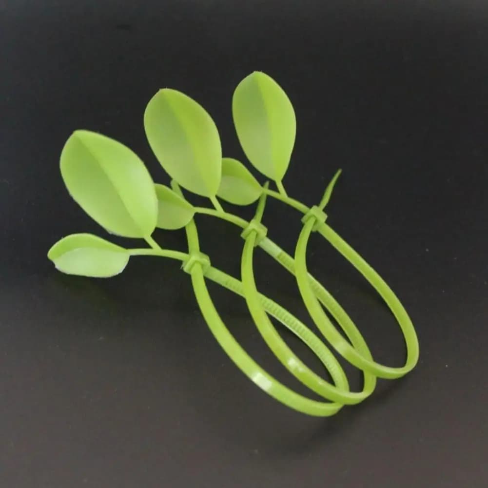 10/20/50/100pcs Fascette per piante a forma di foglia Fascette con cerniera Fascette per la gestione dei cavi per supporto per piante da giardino Rilegatura a filo TiE Decorazione fai da te