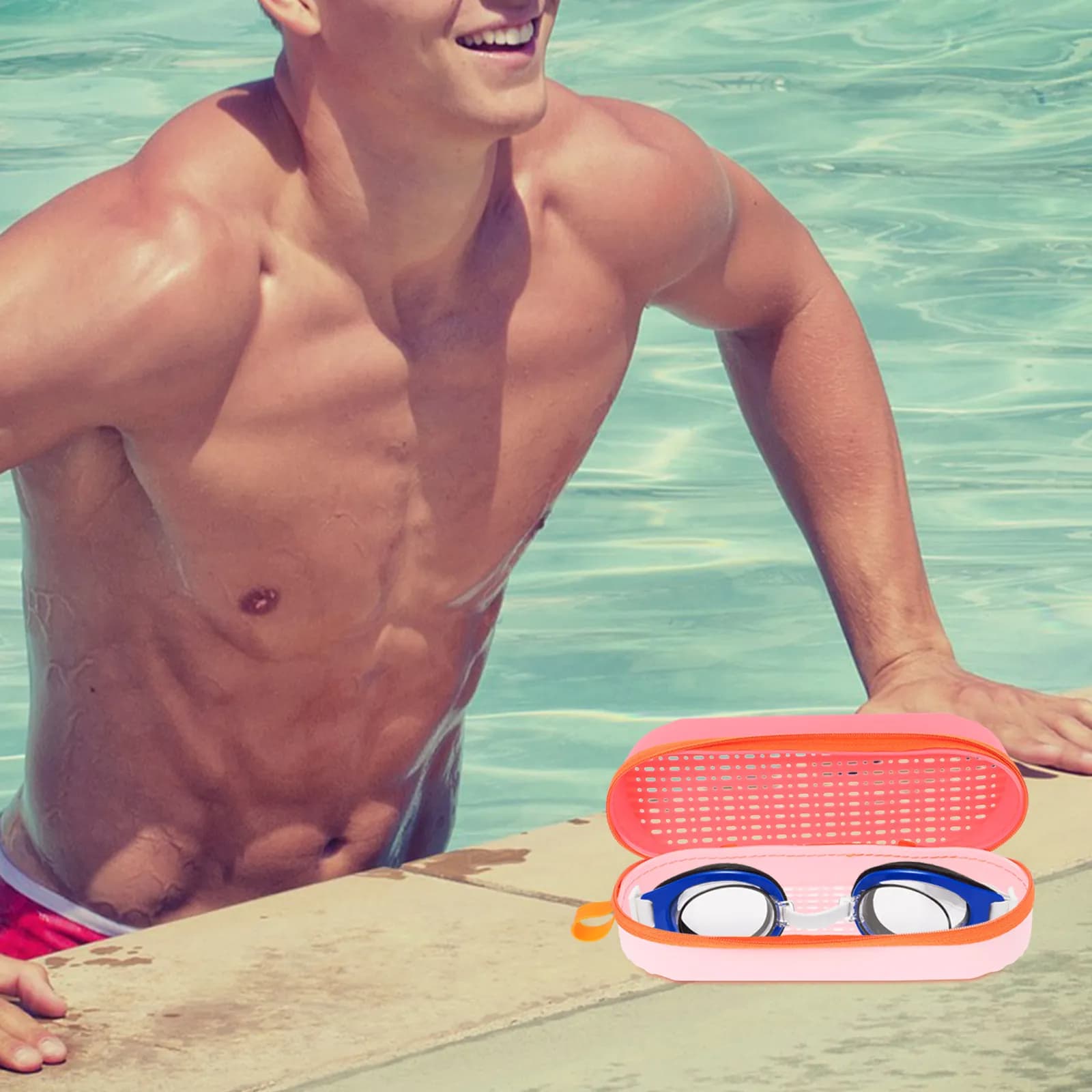 Stylish Color Swim Goggle Case Heavy Duty Silicone with Ventilation Hole for Quick Drying Goggle Storage Boxes for Swimmers