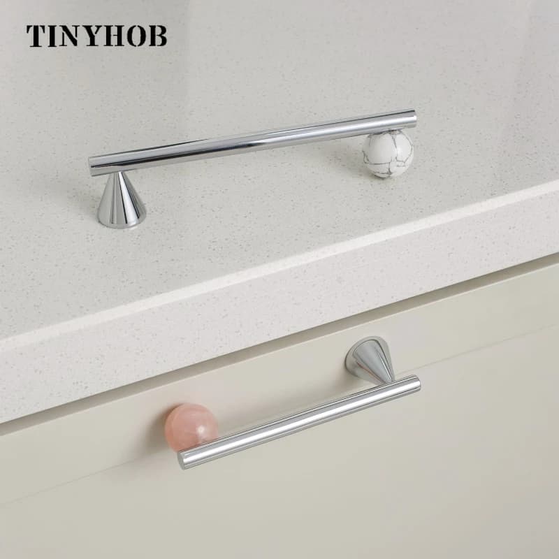 Maniglie per mobili in cristallo naturale + ottone cromato brillante, pomelli e maniglie per porte, per maniglie per cassetti, armadietti da cucina, decorazioni per la casa