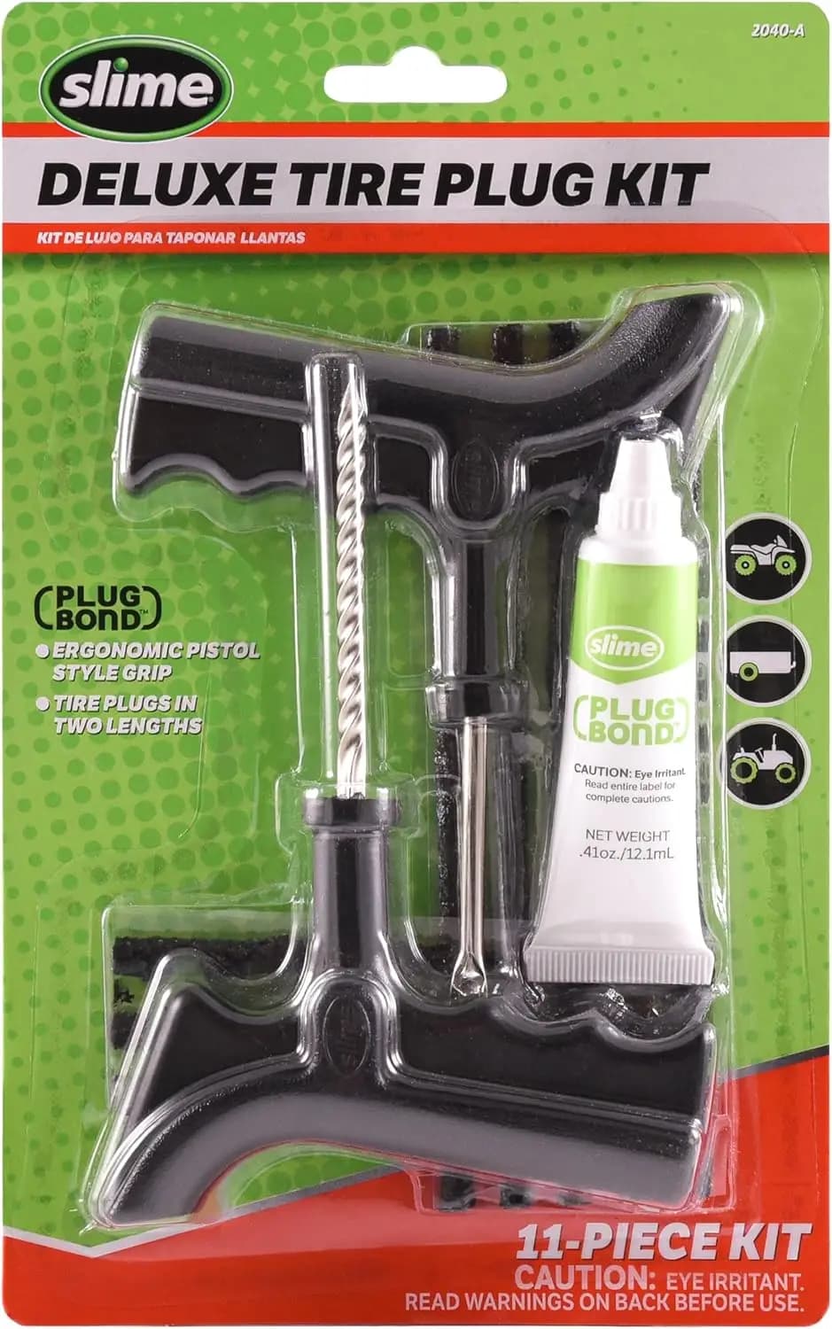 Kit di Riparazione Pneumatici Slime 2040-A, Deluxe, Contiene Corde, Attrezzi e Colla, 11 Pezzi