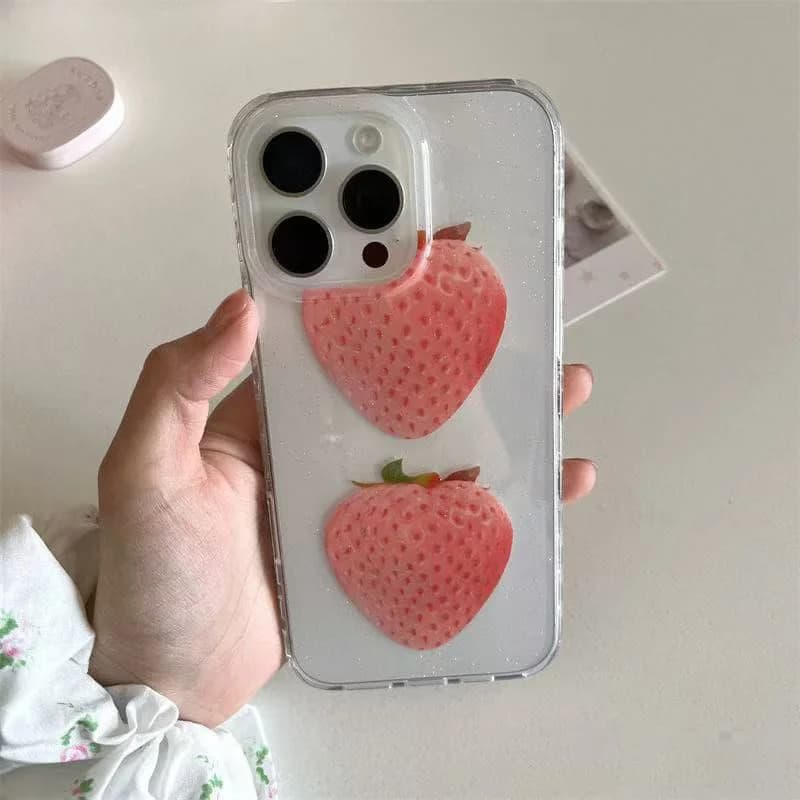 Phone case with delicious strawberries in Korean style for iPhone 17 AIR 16 15 14 13 12 11 PRO MAX PLUS MINI Dustproof cover