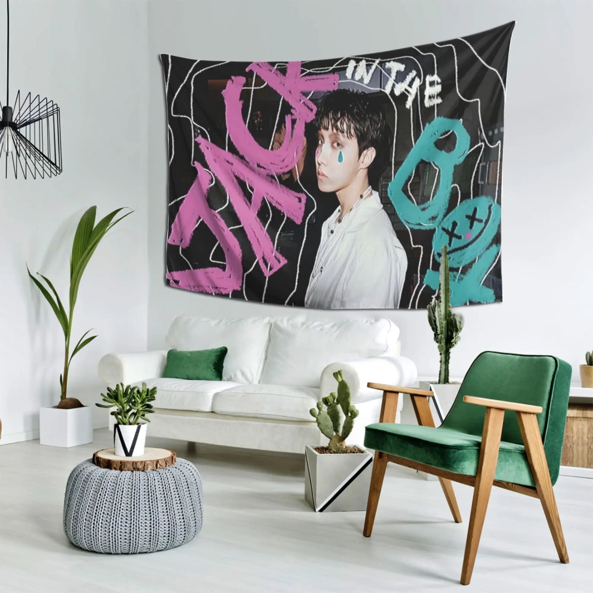 Arazzo vibrante della cultura pop - Festeggia il musicista iconico con l'arte dei graffiti audace - Perfetto per l'arredamento della camera da letto e del soggiorno