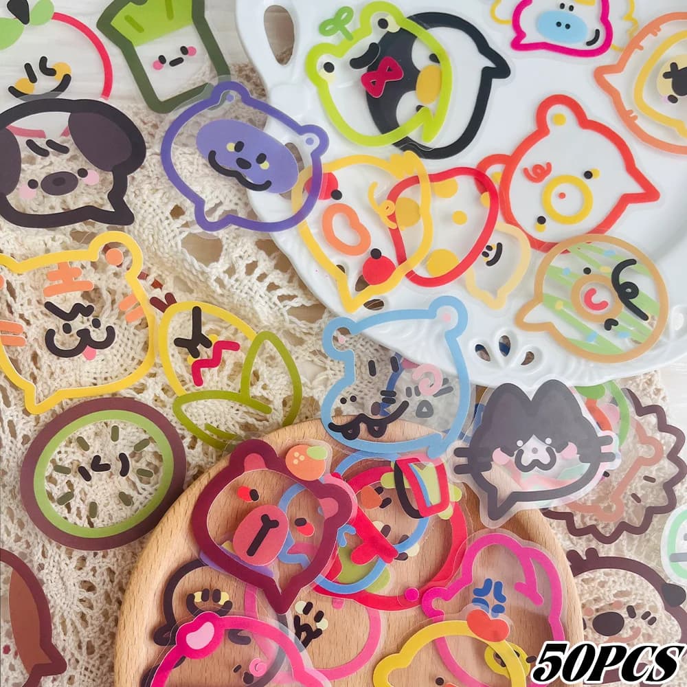 50/60/160-Piece Set of Colorful Cartoon Stickers for Decorating Laptops, Scrapbooks, DIY Projects, Guitars, and Mugs
