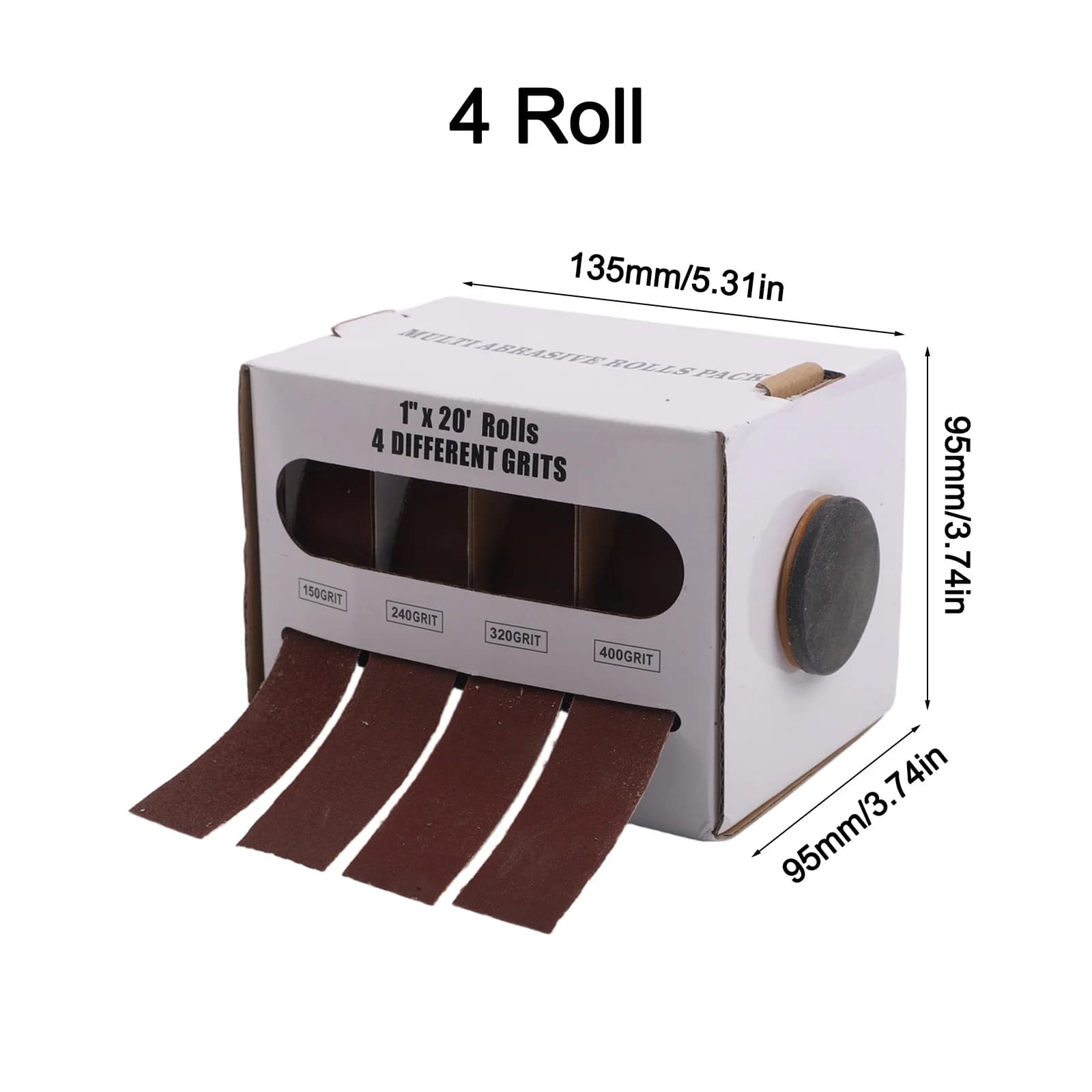 6 m abrasive paper roll, width 25 mm, removable strip for wood processing, metal finishing, polishing and sanding.