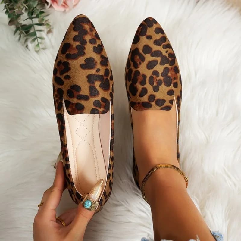 Mocassini Appartamenti Leopardo Punta a punta Scarpe casual da donna Nuovo comodo da passeggio Mujer Zapatos: Resistente all'usura