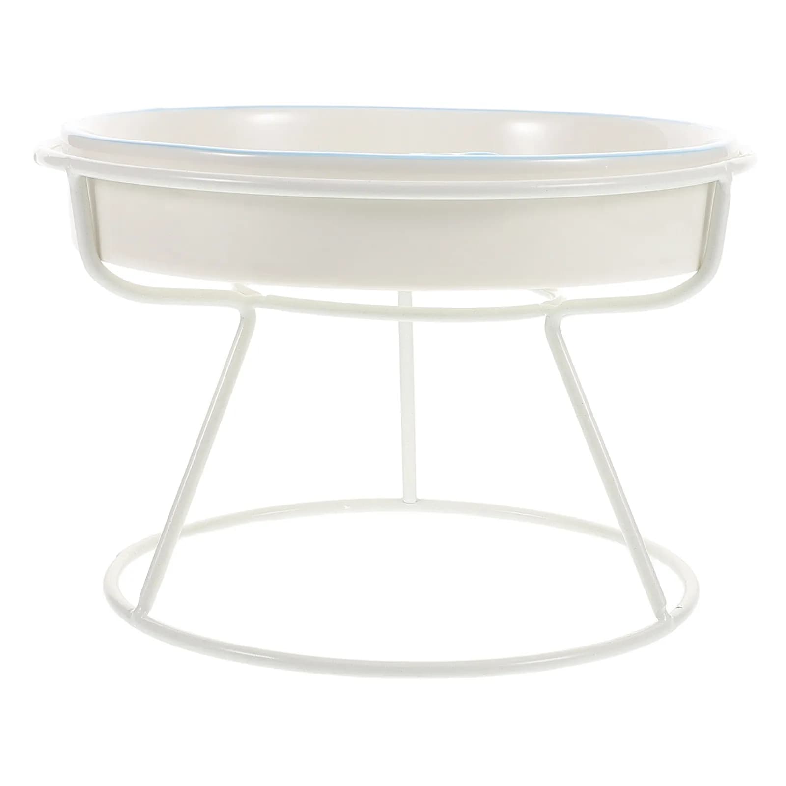 Ceramic Pet Bowl Elevated Design Slow Feeder for Cats Small Dogs Raised Food Water Dish Iron Stand Comfortable Neck Spine